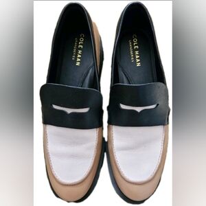 Cole Haan Men's Black, White, and Tan Slip-On Loafers